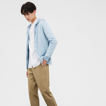 美特斯邦威 meters bonwe 男校园简约棉布长裤 748143 榆木绿 175/84