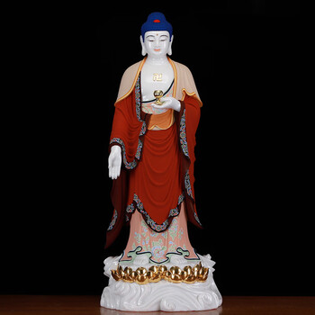 新款西方三圣佛像汉白玉彩绘阿弥陀佛站像大势至菩萨观音佛像摆件 108