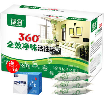 
                                        
                                                            绿润360°全效活性炭2000g  除甲醛快速去吸除新车新房装修室内吸灭臭净化异味竹炭包防潮干燥除湿袋活性炭包                