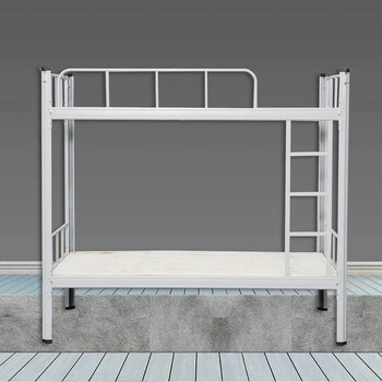 双层员工宿舍学生加宽高低床加厚简约隔离临时安置床 白色上下铺铁床