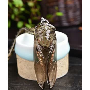 珉珉轻奢茶水晶一叶蝉冠玉蝉吊坠知了男女一鸣惊人学生速随身携带红色