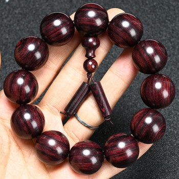 欧兰妮 缅甸紫花梨手串葡萄紫高密顺纹似海南黄花梨紫油梨佛珠手链男