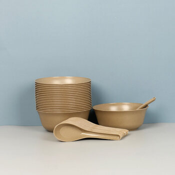 稻壳一次性碗筷碟筷子餐具套装加厚可降解四件套酒席结婚家用 两种