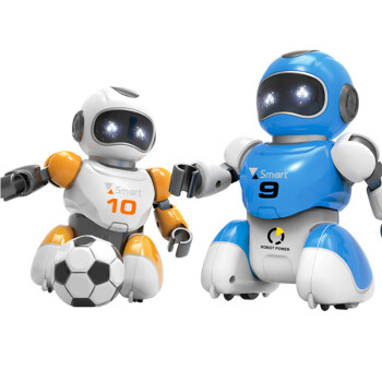 赛万 遥控足球机器狗玩具儿童玩具双人含足球球门居家亲子互动儿童礼物礼盒装 智能足球机器人1黄+1蓝+2球+2球门（礼盒装）