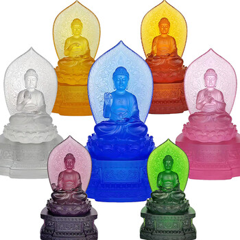 东方三圣琉璃药师七佛日光月光菩萨药师三尊佛堂寺庙佛像用品摆件 a款