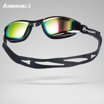 川崎（kawasaki） 泳镜高清防雾游泳镜 专业训练舒适游泳眼镜 电镀炫彩 GS-720P II 黑色