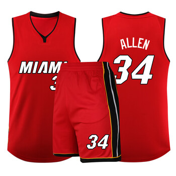 热火队球衣定制23号巴特勒3号韦德球衣青少年大学生联赛队 雷阿伦34号