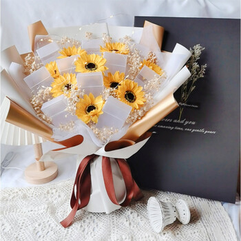 束成品煊赫门送男朋友老公男生特别纪念日礼盒 10盒子9向日葵白满天星
