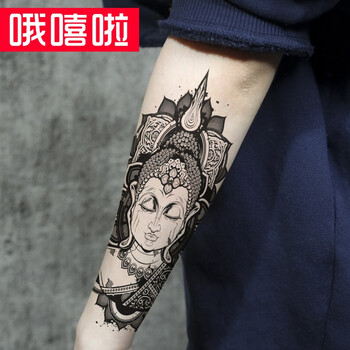 哦嘻啦佛祖花臂花腿防水纹身贴纸男女款逼真刺青贴手臂小腿大腿半臂情侣纹身贴普贤观音佛像护身a 002l 1张花臂送礼品 图片价格品牌