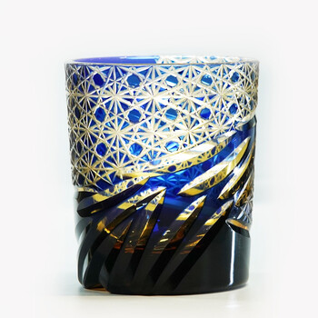 冰川手工江户切子雕刻水晶玻璃威士忌杯日式洋酒杯酒具礼礼盒流水龙目