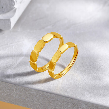 顺妃新款足金999情侣对戒5g无极金系列黄金戒指计价金戒指男10号239g