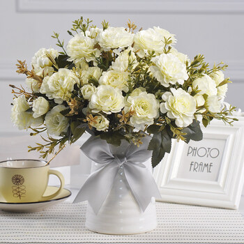 茶花4束 牛奶瓶(白色)