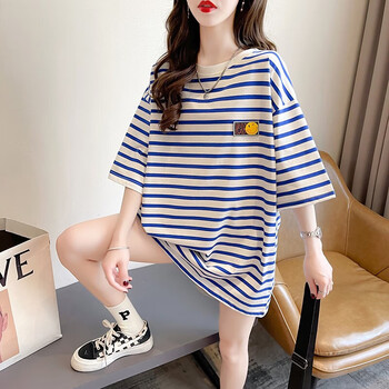 虔生缘chansunrun青少年女孩衣服少女短袖t恤特大号高中生胖m宽松初中