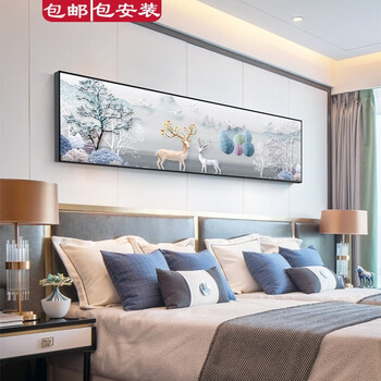 卧室床头装饰画温馨卧室挂画床头背景墙装饰主卧房间壁画卧室画福鹿