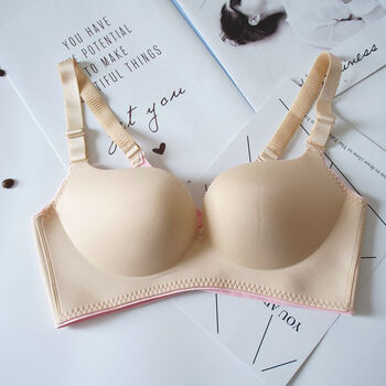 珂梵图秋冬季女薄款文胸无痕无钢圈内衣34b到42b大码b杯乳罩学育期