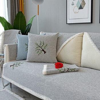 夏季沙发垫布艺棉麻中式沙发垫套组防滑四季通用沙发巾沙发套可定制
