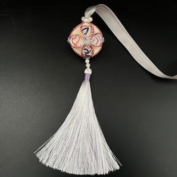 潇赫电表箱带钟表广西靖西 绣蕴坊绣球 纯手工 壮锦绣球 4cm凤纹紫