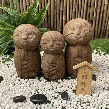 云渊 石雕小沙弥别墅庭院花园佛像石头摆件小和尚日式禅意人物雕塑