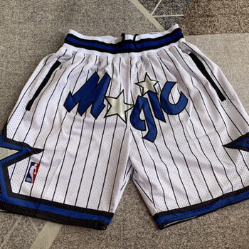 jyli新品魔术队justdon短裤白色刺绣jd运动短裤男湖人 魔术白色球裤 s