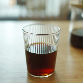 鑫韵家梦早上好商店日式简约竖纹敞口玻璃杯水杯咖啡杯饮料杯日式条纹