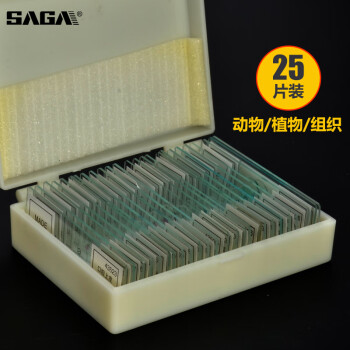 萨伽（SAGA）生物显微镜标本切片套装载玻片盖玻片植物动物昆虫细胞儿童实验 25片装