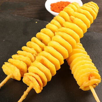 旋转魔幻薯塔黄金薯塔串土豆薯块油炸串串冷冻半成品商用食材10串