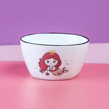 瓷航公主可爱饭碗小女孩陶瓷碗45寸方碗家用碗北欧小碗早餐碗小汤碗