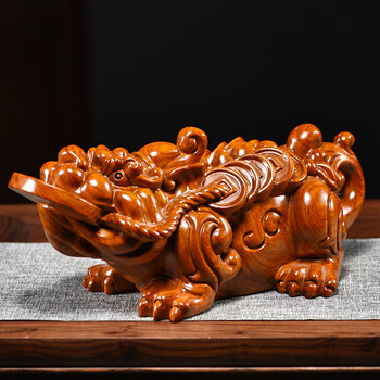 花梨木雕貔貅摆件实木大号皮丘家居客厅办公商铺装饰摆设礼品花梨精雕