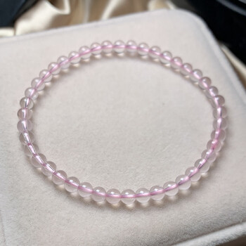 粉水晶手链单圈女小珠子mm嫩粉色桃花粉晶520送男女朋友【图片 价格