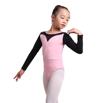 秋冬季小女孩舞蹈服儿童新款蕾丝芭蕾舞蓬蓬裙棉开裆练功服女童 淡粉