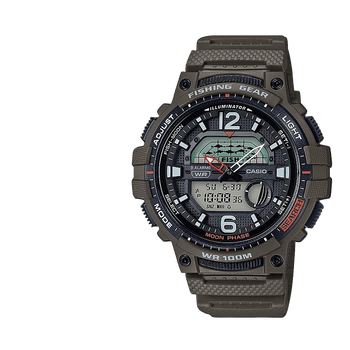 卡西欧casio新款钓鱼爱好者月相双显运动防水手表男 wsc-1250h-3a