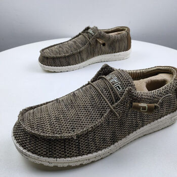 男士加肥加宽运动大码帆布鞋意大利dude经典布鞋,大码男帆布鞋 棕色网