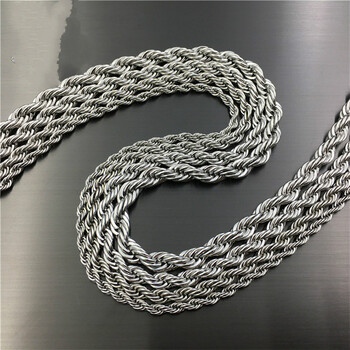 oloey复古简约麻花链男女士项链吊坠配链麻绳链朋克时尚潮流配饰品粗4