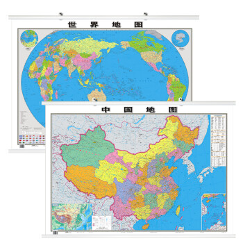 地图挂画2张高清升级版中国地图2019年新版世界地图挂图11米08米双面