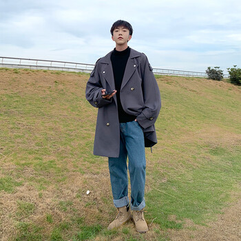 秋季美式感德式披风校毕校供感大衣 灰色 m 95至115斤可穿【图片 价格