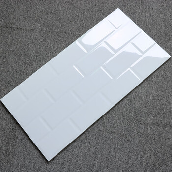 北欧面包砖300x600厨房卫生间瓷砖纯白方格内墙砖黑线工字地铁砖 亮光