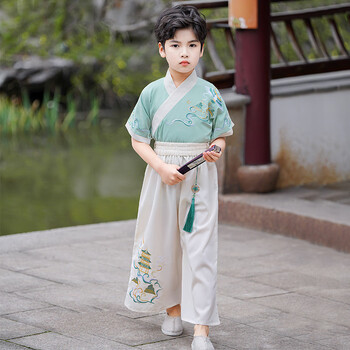 舒凯乐女生汉服男生汉服小学生男孩汉服夏季汉服夏季薄款短袖国风 停