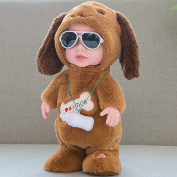 玩具会走路会跑学说话的婴儿宝宝唱歌跳舞1岁2一女孩2842奶瓶娃娃棕色