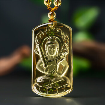 黛螺天然黄水晶虚空藏菩萨吊坠本命佛属虎属牛菩萨守护神护身符