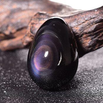 原石把玩摆件黑宝石石手把件男士随身精选天然彩虹眼黑曜石1颗445cm