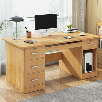 悦美妙台式电脑桌家用抽屉书桌现代简约办公学习桌带锁写字桌子主机款