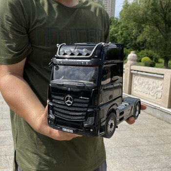 1:18 奔馳拖頭4*2 卡車actros 重型 牽引車貨櫃 合金汽車模型 黑色