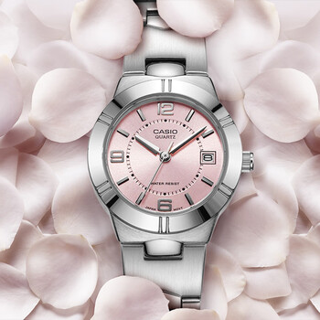 卡西欧(casio) casio卡西欧 海外代购樱花星空粉手表女简约小巧钢带