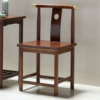 趣槐新中式实木主人靠背椅仿古月牙靠背椅子茶桌花梨木色酒店围椅圈椅