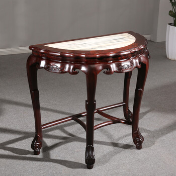 半圆桌子靠墙 半圆桌酸枝木中式玄关台 明清古典红木半圆桌 酸枝木