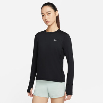 nike耐克drifit女子跑步圆领上衣秋冬速干环保反光010黑银xs