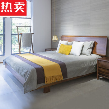 菩本家东家胡桃里黑胡桃木床卧室实木床米双人床家具储 胡桃木实木床