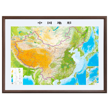 2021年中国地图挂图高档仿红木杆18米13米全新配色办公室书房客厅挂图