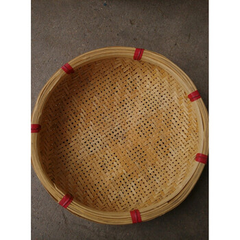 当日发货现货手工编养蚕匾收纳篮针线扁竹编条匾平条