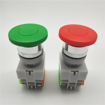 自复位点动lay3711my09011m启动停止蘑菇头按钮开关开孔22mm红色银点